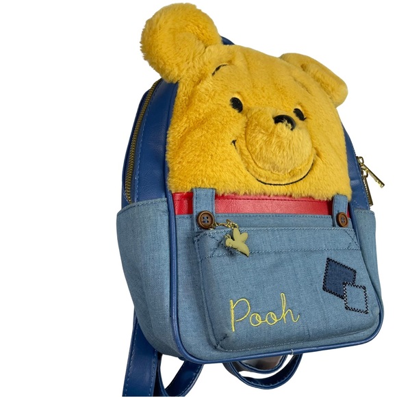 Disney Winnie the Pooh Fuzzy Overalls Mini backpack - Picture 2 of 10